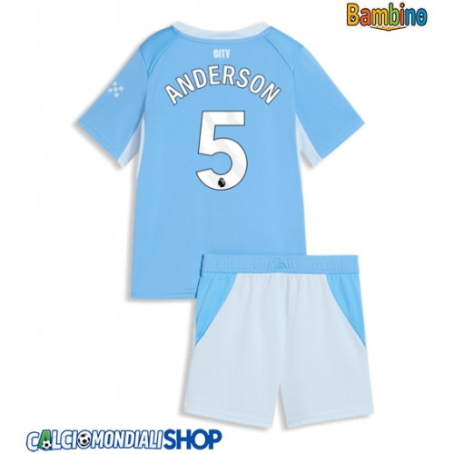 Maglie da calcio Manchester City Elliot Anderson #5 Prima Maglia Bambino 2026-27 Manica Corta + Pantaloni corti)